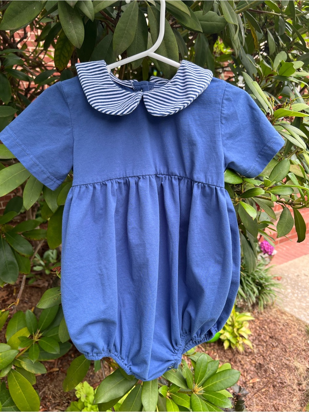 NWOT Stitchy Fish blue collared bubble romper 3T